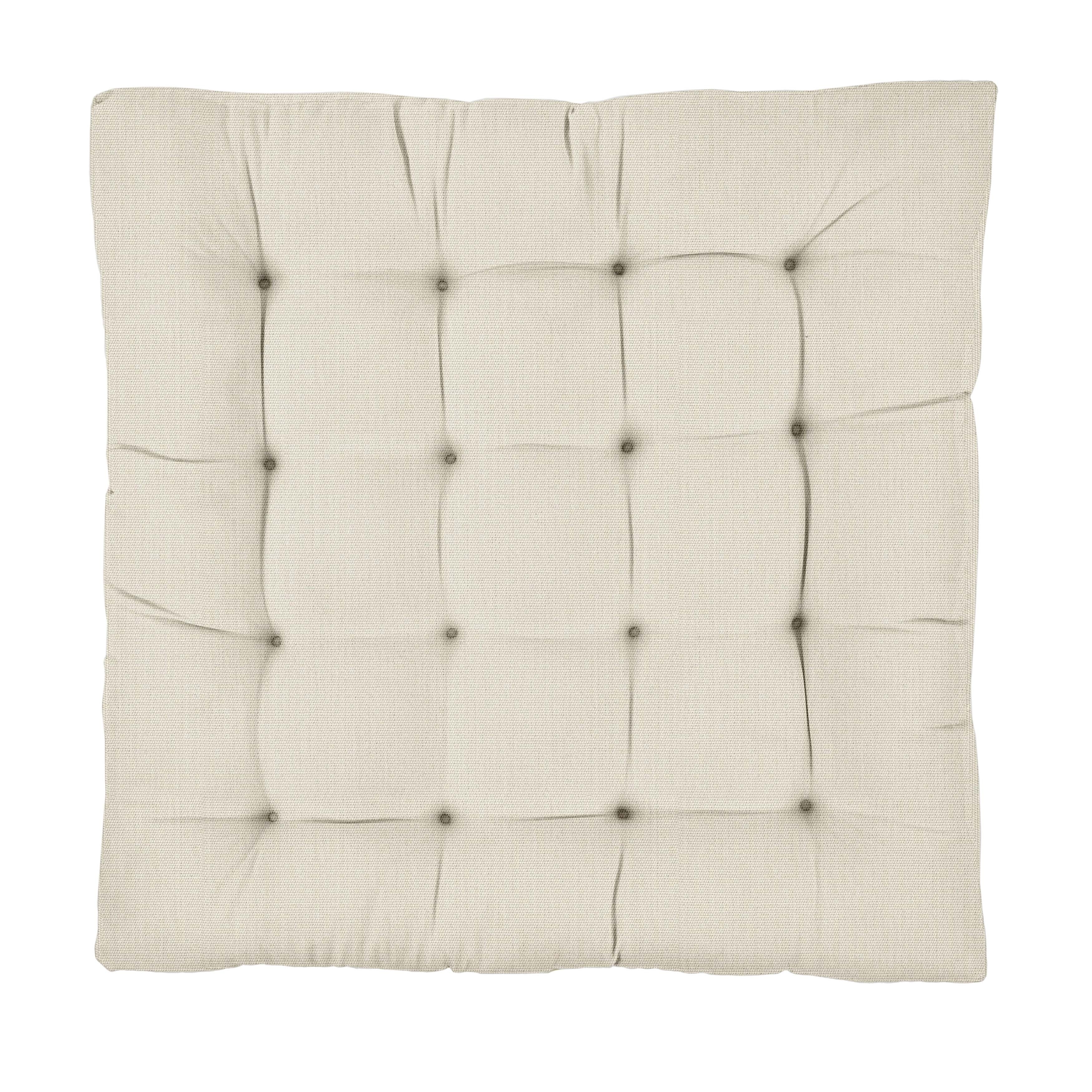 Sorra Home Large Sunbrella Square Tufted Floor Pillow with Handle 40 in x 40 in x 5 Canvas Java